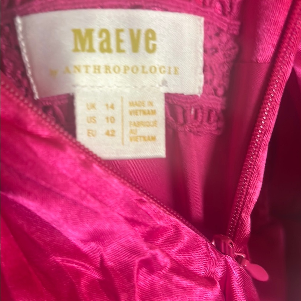 Anthropologie (NWT) HOT Pink Satin Bow statement Dress- - Picture 11 of 11